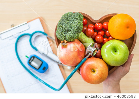 Diabetes monitor Cholesterol diet and healthy food 46008598