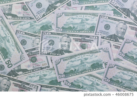 The 50 dollar banknotes image close up. The 50 dollar banknotes image close up. 46008675