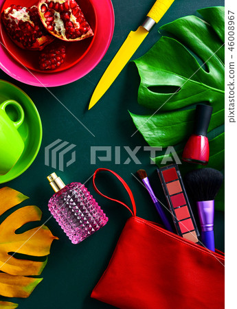 Cosmetics flat lay concept Cosmetics flat lay concept 46008967