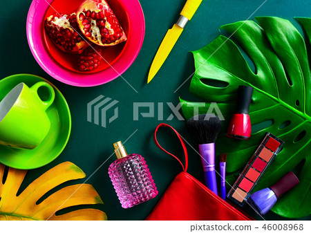 Cosmetics flat lay concept 46008968