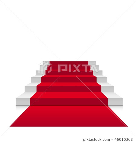 Stairs 3d with red carpet. Vector scarlet floor staircase for celebrity or stairway up to success Stairs 3d with red carpet. Vector scarlet floor staircase for celebrity or stairway up to success 46010368