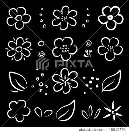 chalk white abstract hand drawn flowers set chalk white abstract hand drawn flowers set 46010791