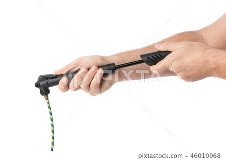 Hands with bicycle pump 46010968