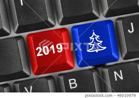 Computer keyboard with Christmas keys Computer keyboard with Christmas keys 46010979