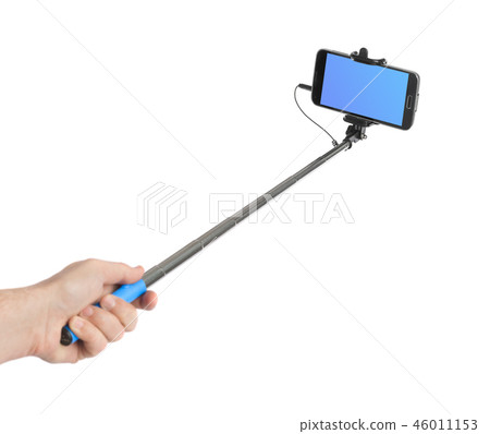 Hand and smartphone with selfie stick 46011153
