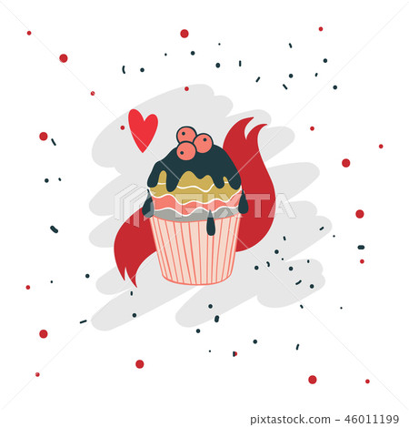 Lovely Christmas hand drawn cupcake cookie Lovely Christmas hand drawn cupcake cookie 46011199