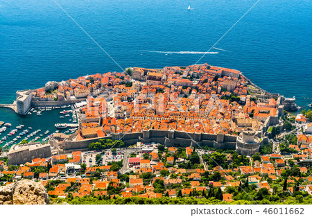 Aerial view of Dubrovnik with the Adriatic Sea in Croatia 46011662