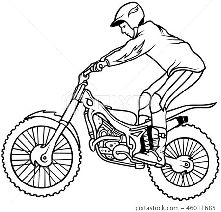 Moto Trail Illustration Black and White 15547732 Vector Art at