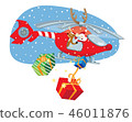 Funny Santa Claus and Reindeer delivering gifts 46011876