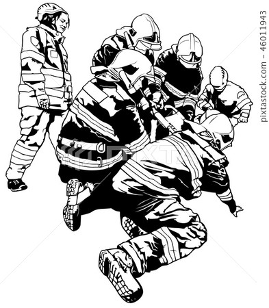 Firefighters and Rescuer in Action - Stock Illustration [46011943] - PIXTA