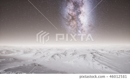 aerial view of Milky Way above snow terrain 46012581