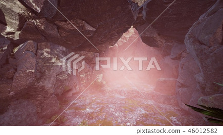 4k sun light inside beautiful mysterious cave 46012582