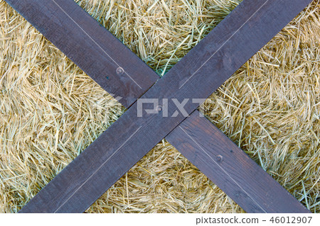 bale on hay after harvest. autumn. photo 46012907