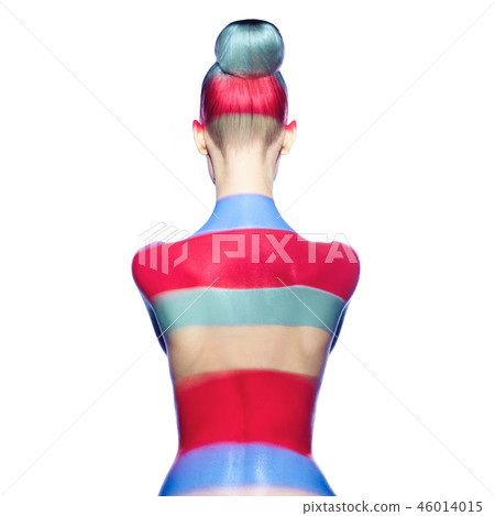 Elegant naked lady with color shadows on her body Elegant naked lady with color shadows on her body 46014015