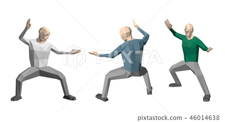 Kung fu.low poly man. Isolated on white Kung fu.low poly man. Isolated on white 46014638