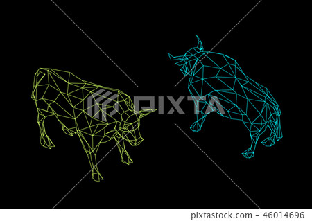 Abstract polygonal bull. Isolated on black Abstract polygonal bull. Isolated on black 46014696