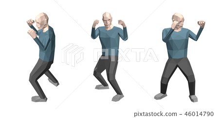 Low poly man in boxing rack. Isolated on white Low poly man in boxing rack. Isolated on white 46014790