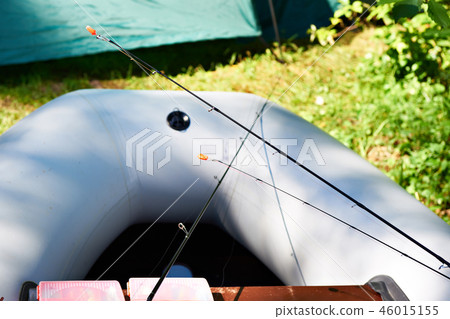 Spinning for fishing in inflatable rubber boat 46015155