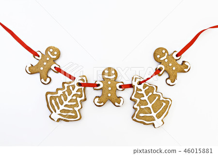 painted by ginger cookie on a tape isolated on fir painted by ginger cookie on a tape isolated on fir 46015881