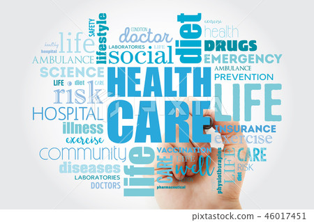 Healthcare word cloud collage with marker 46017451