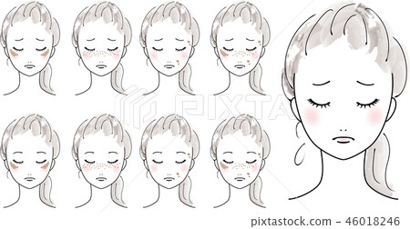 Skin troubles, freckles face of woman Skin troubles, freckles face of woman 46018246