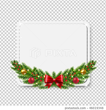 Banner With Firtrees And Balls And Bow Transparent Banner With Firtrees And Balls And Bow Transparent 46019348