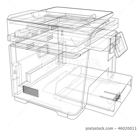 Printer concept. 3d illustration Printer concept. 3d illustration 46020011