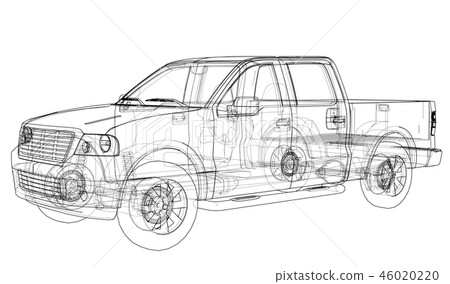 Car SUV drawing outline. 3d illustration Car SUV drawing outline. 3d illustration 46020220