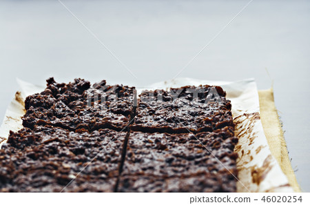 chocolate fudge with nuts, each piece is packed chocolate fudge with nuts, each piece is packed 46020254