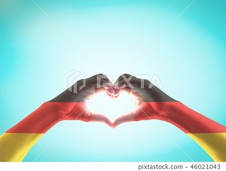 Germany national flag on people heart shape hands 46021043