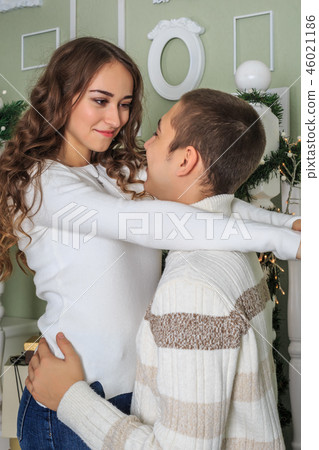 Young attractive girl is hugging her boyfriend 46021186