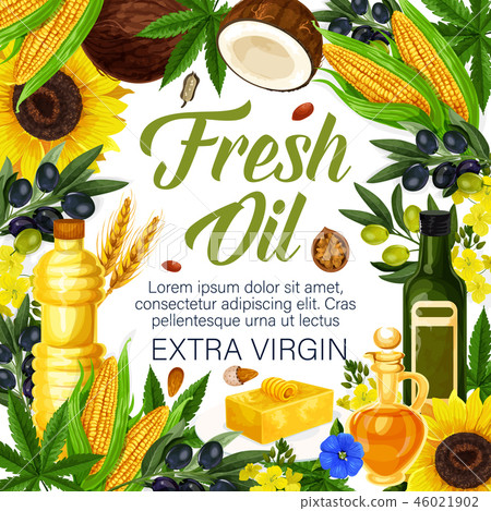 Herbs, extra virgin oils of organic plants, poster