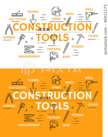 Construction tools posters with outline symbols 46022173
