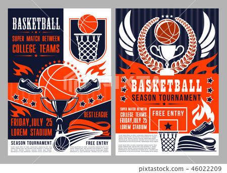 Sport tournament in basketball announcement poster Sport tournament in basketball announcement poster 46022209