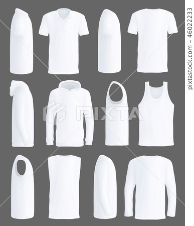 Shirts and sportswear apparel vector mockups 46022233