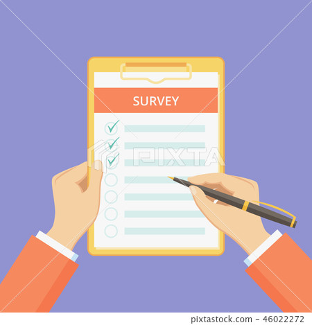 Feedback survey form on clipboard with hands 46022272