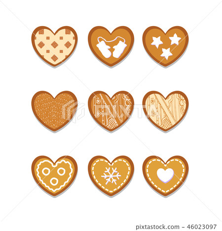 set of ginger cookies in the shape of heart set of ginger cookies in the shape of heart 46023097