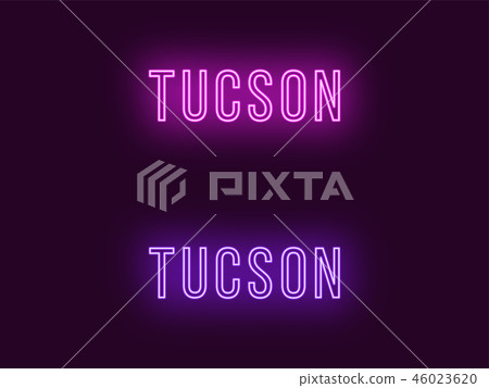Neon name of Tucson city in USA. Vector text 46023620