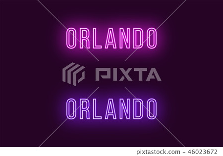 Neon name of Orlando city in USA. Vector text Neon name of Orlando city in USA. Vector text 46023672