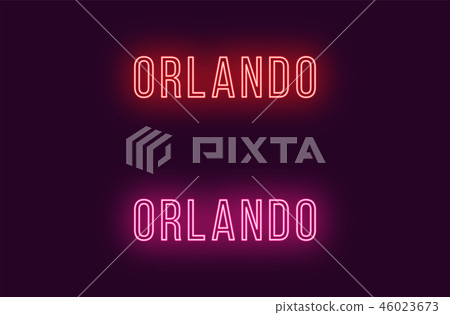 Neon name of Orlando city in USA. Vector text 46023673