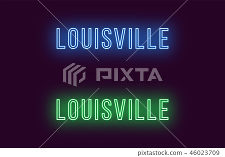 Neon name of Louisville city in USA. Vector text 46023709