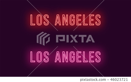 Neon name of Los Angeles city in USA. Vector text Neon name of Los Angeles city in USA. Vector text 46023721