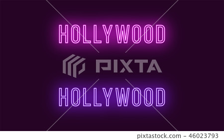 Neon name of Hollywood district in Los Angeles 46023793