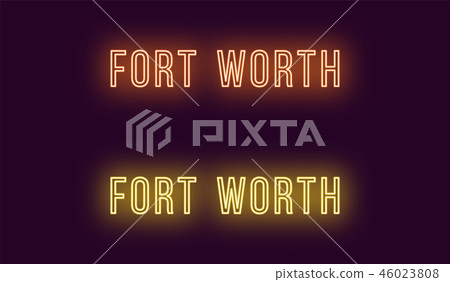 Neon name of Fort Worth city in USA. Vector text Neon name of Fort Worth city in USA. Vector text 46023808