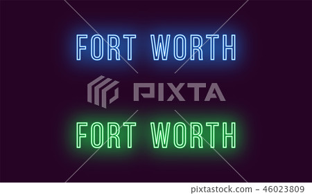 Neon name of Fort Worth city in USA. Vector text Neon name of Fort Worth city in USA. Vector text 46023809