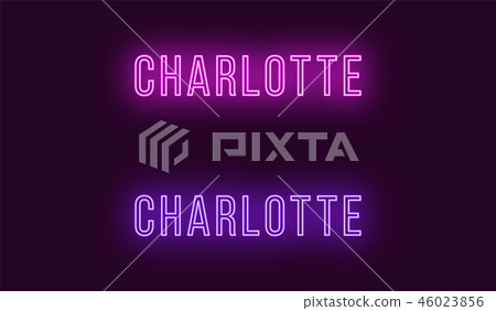 Neon name of Charlotte city in USA. Vector text 46023856