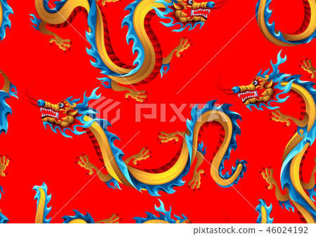 Seamless pattern with Chinese dragons. 46024192