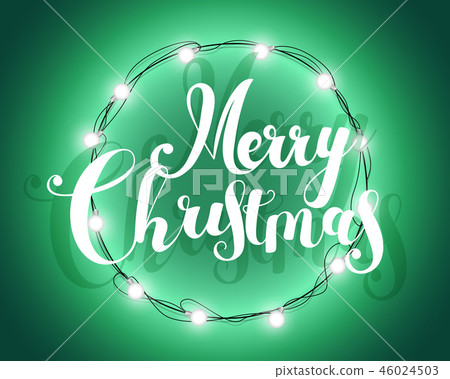 Christmas banner with wreath and lighting garland Christmas banner with wreath and lighting garland 46024503