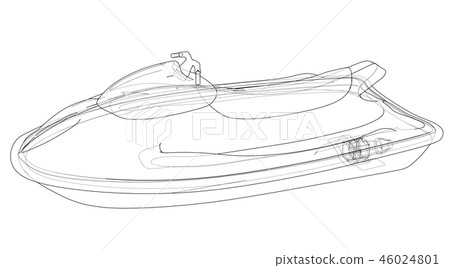 Jet ski sketch. 3d illustration Jet ski sketch. 3d illustration 46024801
