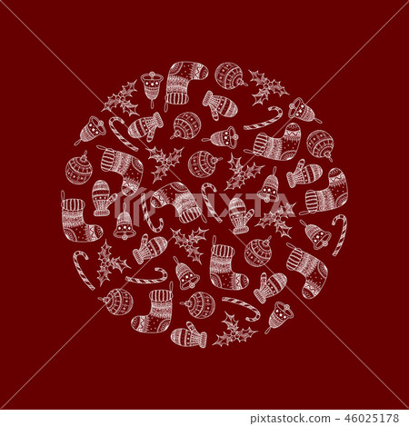 Vector decorative round from Christmas symbols Vector decorative round from Christmas symbols 46025178